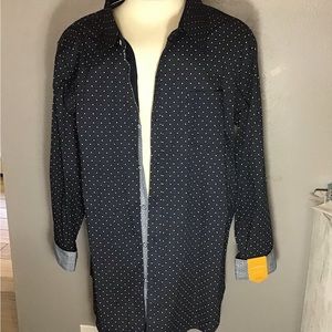 Craft & Flow 3XL  Navy Blu / With Open Front Buttons Long Sleeve Shirt Arrow